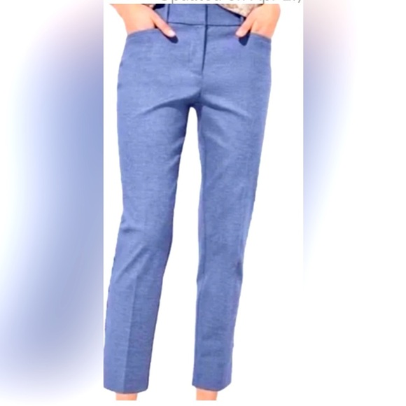Loft Marisa pant Straight Textured blue Microdot  Size 8 Career Business casual - Picture 1 of 13